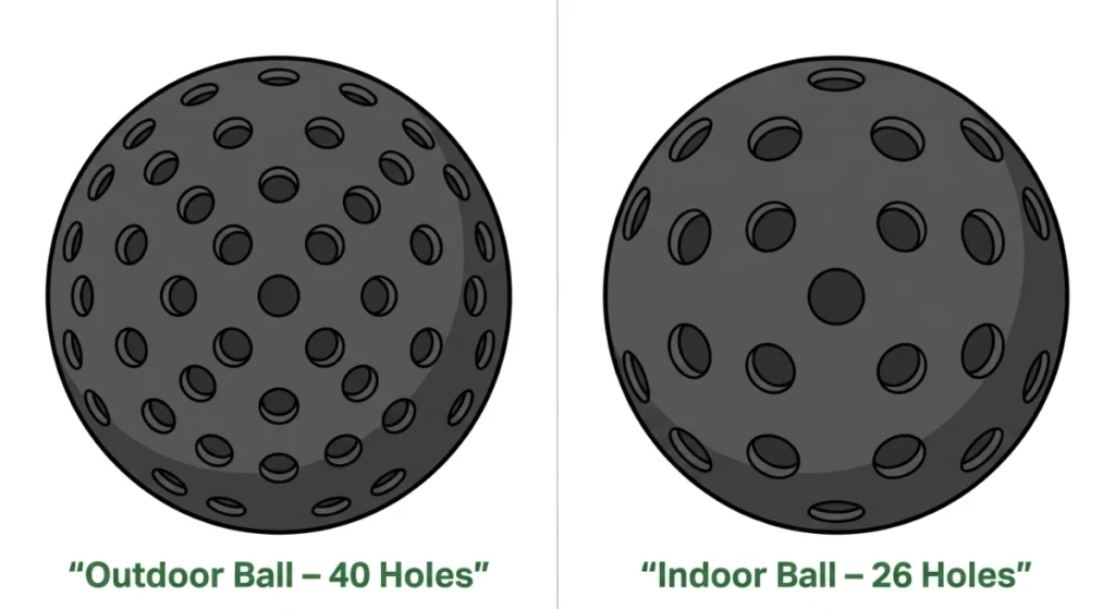 pickleball ball hole pattern diagram – outdoor 40 holes vs indoor 26 holes
