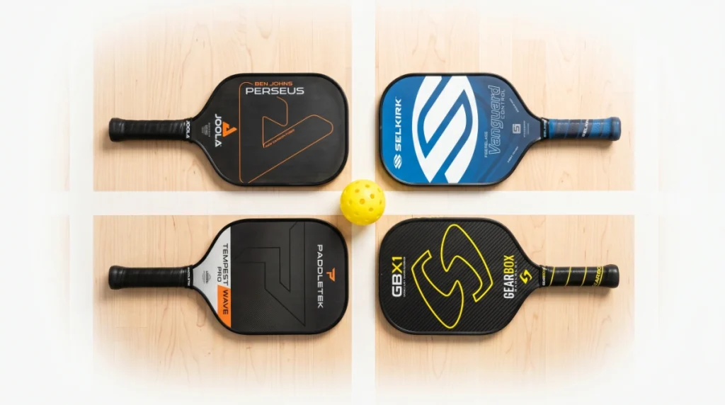 Pickleball Paddle Brands: The Ultimate Guide (2026) – Compare, Choose & Save pickleball paddle brands feature image – paddles from Joola Selkirk Paddletek Gearbox