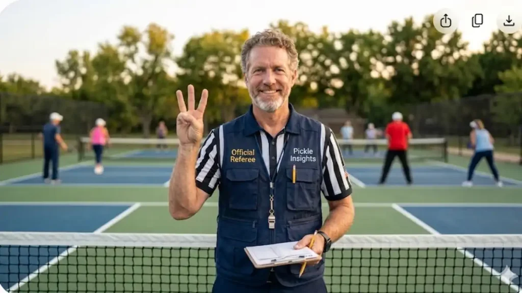 pickleball scoring beginner guide feature image – refree calling out score on court