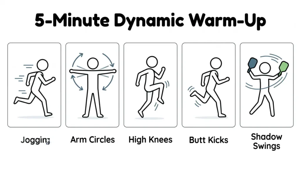 pickleball warm up drills infographic